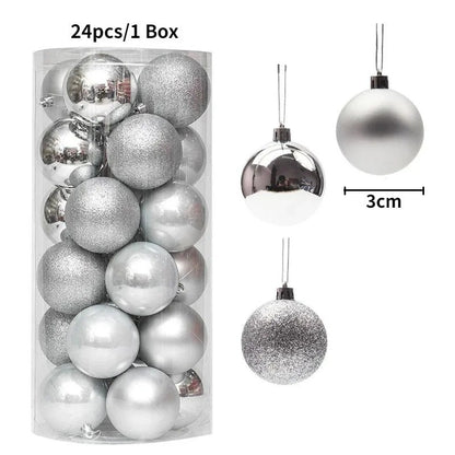24Pcs 3cm Christmas Balls Christmas Tree Decoration Xmas Hanging Tree Pendants Home Party Christmas Tree Decor New Year Gifts