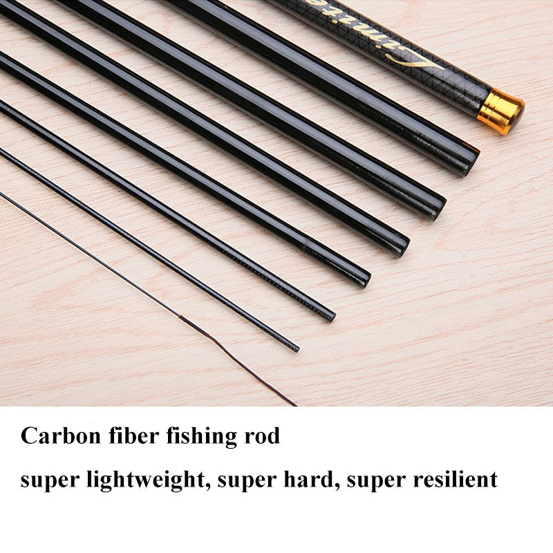 1 vara de pesca telescópica de fibra de carbono super leve e resistente 3,6M/4,5M/5,4M/6,3M/7,2M para pesca de riacho