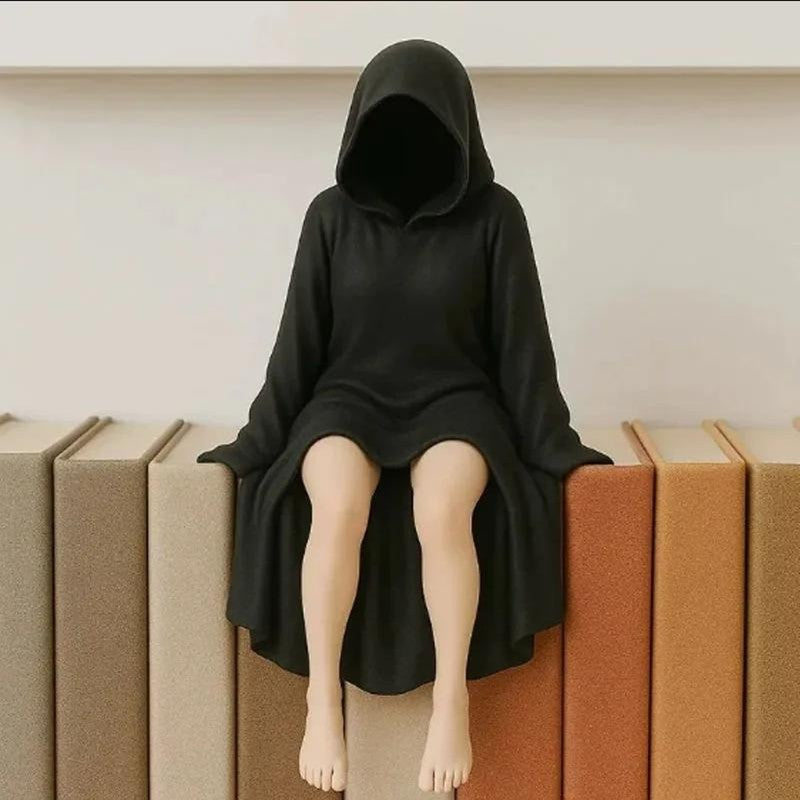 Gothic Woman Statue Masked Women Halloween Decorations Desktop Ornament Mysterious Lady Sculpture For Office Bedroom Home Decor