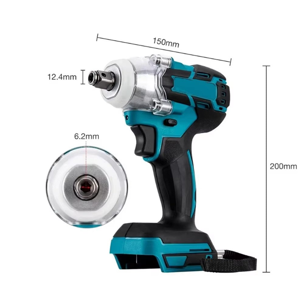 Chave de Impacto Elétrica Sem Fio Sem Escovas 520NM de 1/2 polegada, Ferramentas Elétricas Compatíveis com Bateria de 18V, Chave com Conjunto de Caixa de Ferramentas