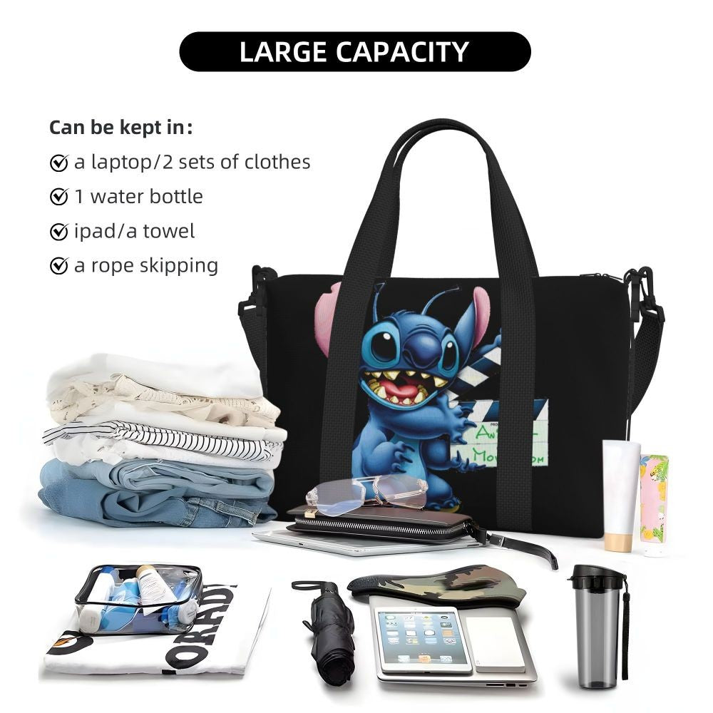 Custom Large SLilo And Stitch Cartoon Tote Bag Women Anime Shopping Shoulder Beach Gym Travel Bag