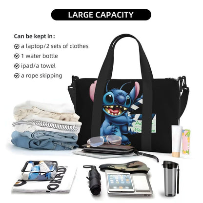 Custom Large SLilo And Stitch Cartoon Tote Bag Women Anime Shopping Shoulder Beach Gym Travel Bag