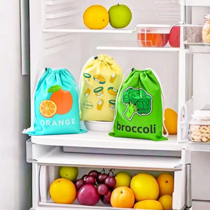 1/3PCS Fruit Vegetable Freshkeeping Bag Banana Storage Bag Vegetable Preservation Anti Ripening Insulated Drawstring Reusable