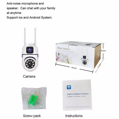 8MP WIFI Surveillance Camera Dual Lens Dual Screen IP Cameras Wireless Auto Tracking Color Night Vision 8X Digital Zoom CCTV Cam