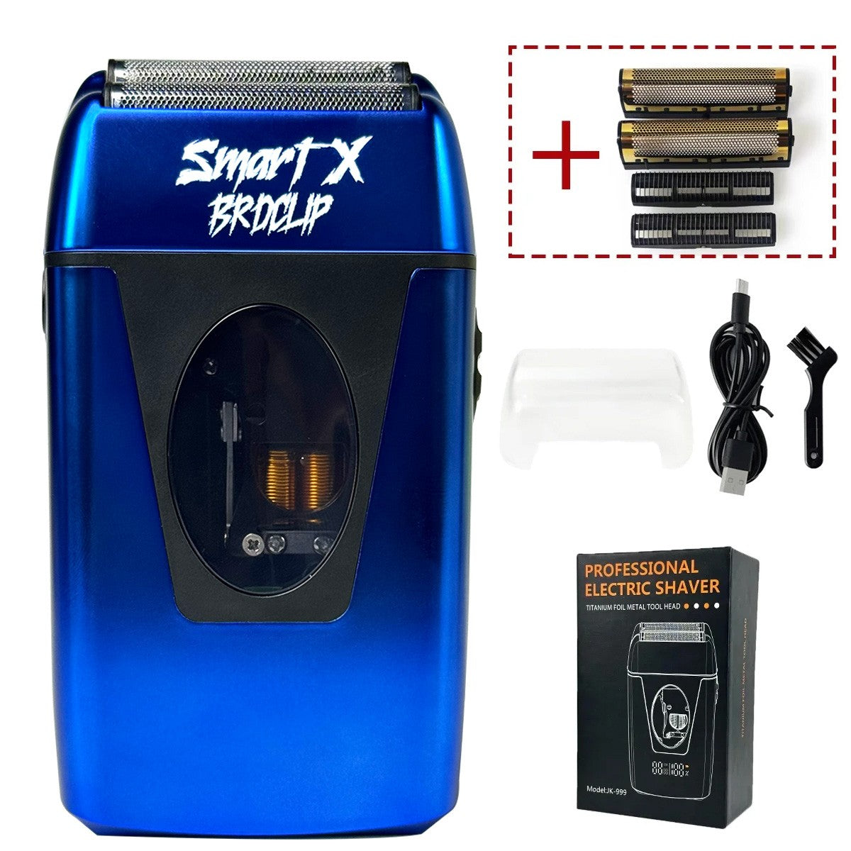 9000RPM BRDCLIP BRD999 Magnetic Motor Professional Electric Men's Beard Trimmer Double Foil Shaver USB Hair Cutting Machine