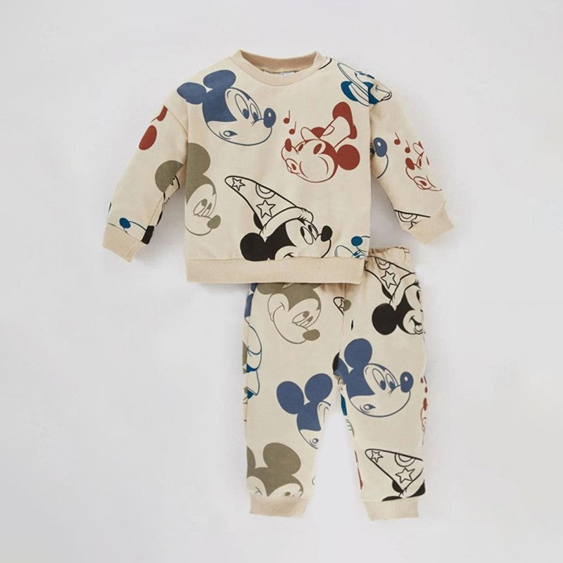 New Fashion Baby Clothes Sets Mickey Mouse Printed Long Sleeved Sweatshirt + Pant Toddler Boy Girl Outfits