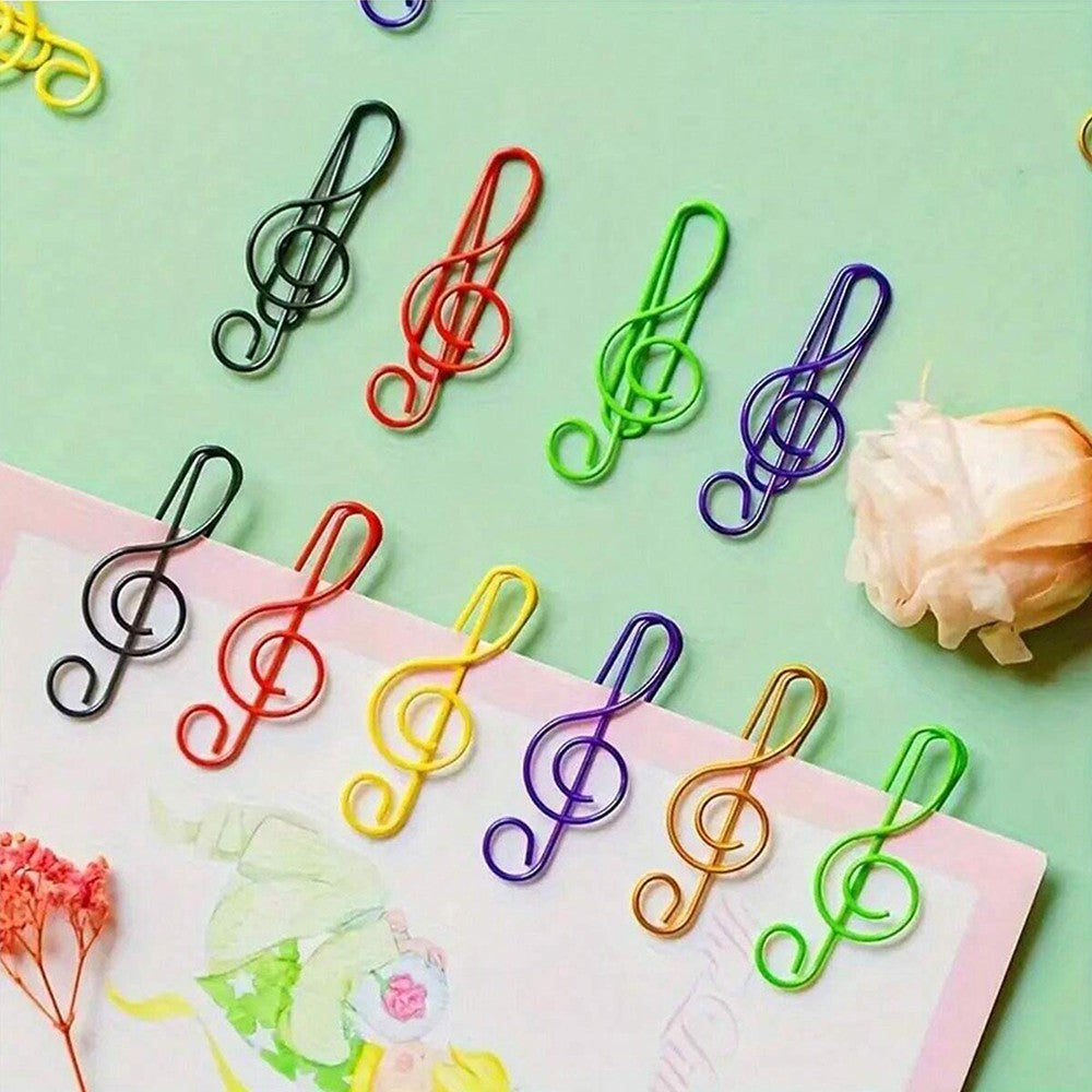 20/40/50Pcs Metal Paper Clips Cat Dog Musical Notes Assorted Color Paperclips Bookmark Teacher Students Office Supplies