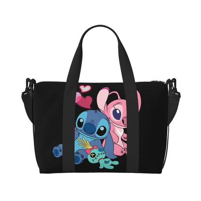 Custom Large SLilo And Stitch Cartoon Tote Bag Women Anime Shopping Shoulder Beach Gym Travel Bag
