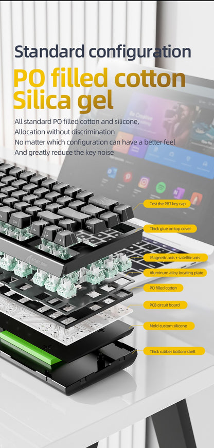 ATTACK SHARK X68PRO HE Wireless Keyboard,Magnetic Switch,With 0.01mm RT Accuracy,8KHz Polling Rate,0.125ms Latency,RGB Backlight