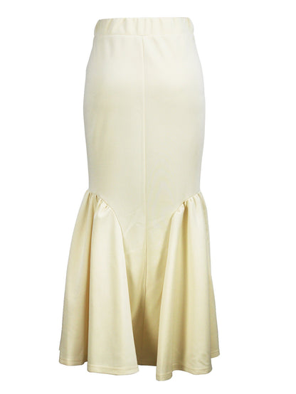 Ele Pure Color Wrap around Midi Skirt for Women Sli Faionable Transoceanic New Arrival A-Line Long Skirt