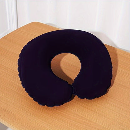 Ergonomic C-Shaped Neck Pillow, Polyester Travel  Car Support Cushion U-shaped Travel Inflatable Pillow