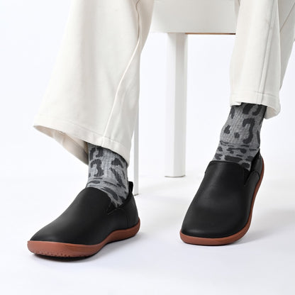 Oiaano  Wide Toe Men Minimalist Shoes  Comfortable Sneakers Leather Casual Shoes Black Slip On Leisure Loafers  Drive  Office