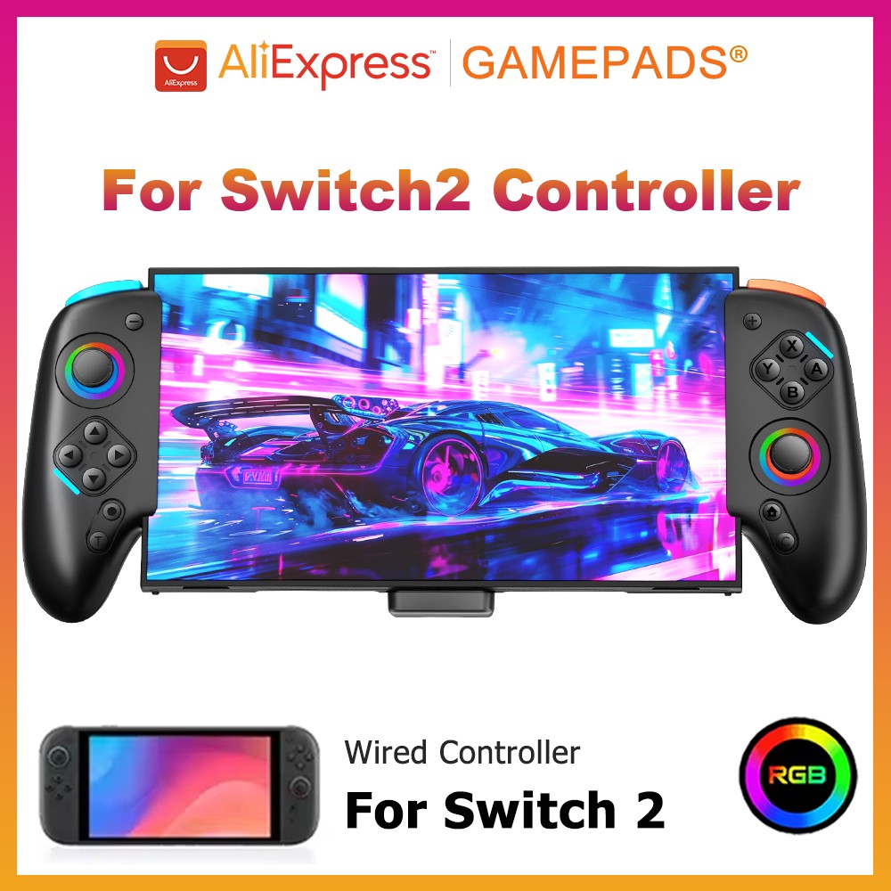 Controller For Nintendo Switch 2 RGB Wired Joy-Controller 9-Axis Gyro Sensor Joypad Turbo Programable Game Pad Joystick
