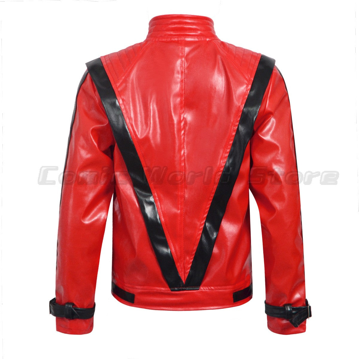 Michael Jackson Thriller Scary Costume Red Leather Jacket for Women Man Adults Dress Halloween Baseball Jacket Retro Bomber Coat