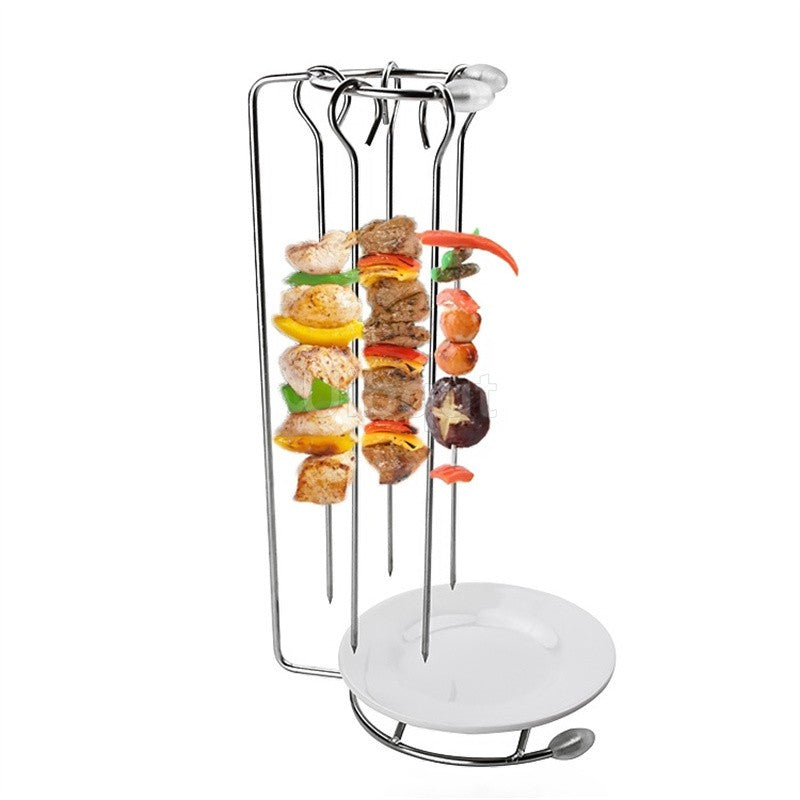 Kebab Barbecue Rack BBQ Cookware Roaster Rack Grill Vertical Stand Spanish outdoor BBQ Skewer Rack for Picnic Party Meat Sausage