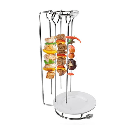 Kebab Barbecue Rack BBQ Cookware Roaster Rack Grill Vertical Stand Spanish outdoor BBQ Skewer Rack for Picnic Party Meat Sausage