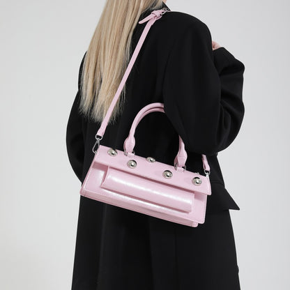 Bolsa de Ombro Pequena Retrô com Rebites de Couro PU LEFTSIDE para Mulheres Tendência 2025 Bolsas de Mão de Luxo Y2K e Bolsas Transversais Femininas