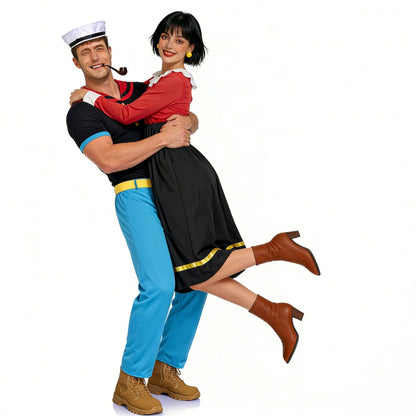 Classic Cartoon Popeye the Sailor Cosplay Costume With Hat Funny RolePlay Outfits For Men WOman Takerlama