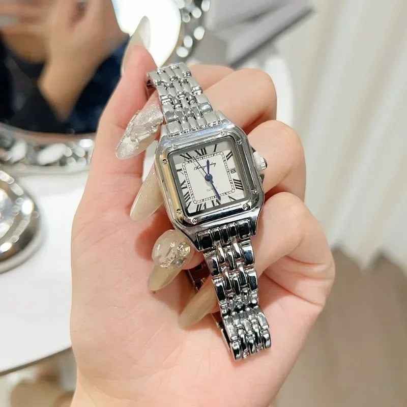 Women New Fashion Square Watches Gold Stainless Steel Strap Luxury Ladies Quartz Wristwatches Qualities Female Roman Clock Gift