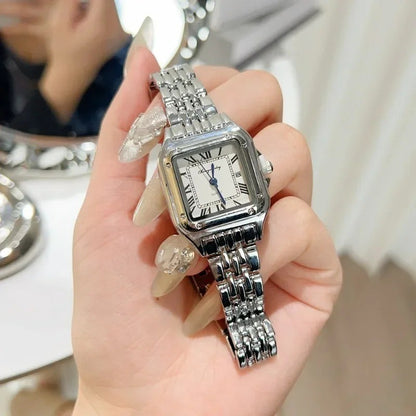 Women New Fashion Square Watches Gold Stainless Steel Strap Luxury Ladies Quartz Wristwatches Qualities Female Roman Clock Gift