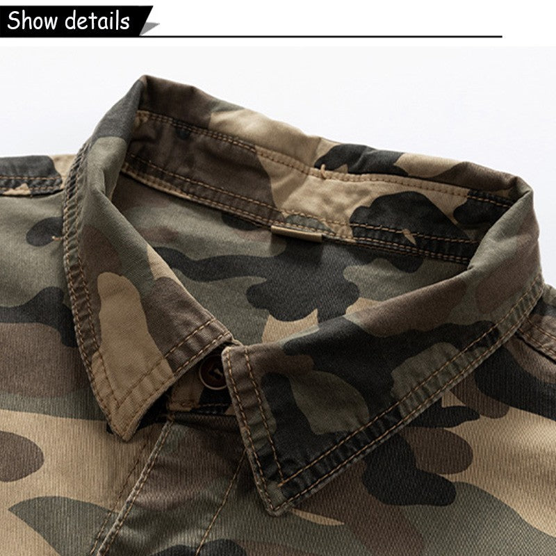 New Men Spring Long Sleeve Camouflage Cargo Casual Lapel Blouses Men High-Quality Design Outdoors Brand Clothing Shirt Male Coat