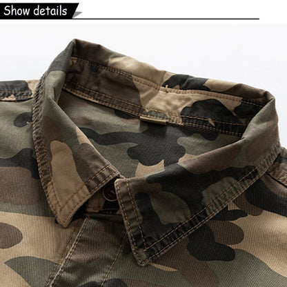 New Men Spring Long Sleeve Camouflage Cargo Casual Lapel Blouses Men High-Quality Design Outdoors Brand Clothing Shirt Male Coat