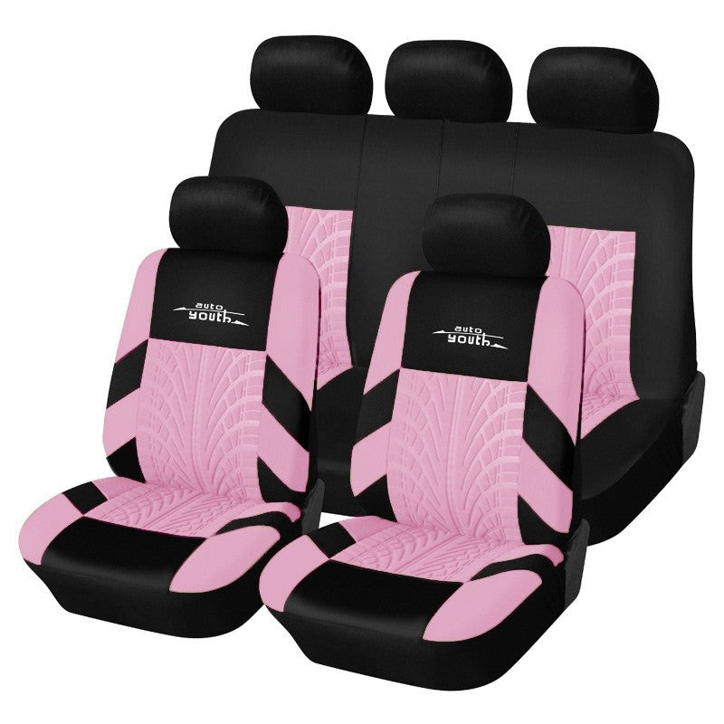 AUTOYOUTH Marca Bordado Capas de Banco de Carro Conjunto Universal para a Maioria dos Carros Capas com Detalhe de Banda de Rodagem do Pneu Estilo Protetor de Banco de Carro