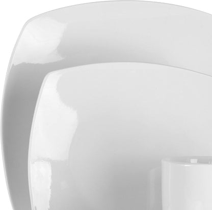 Hayes 16 Piece Square Porcelain Dinnerware Set in White