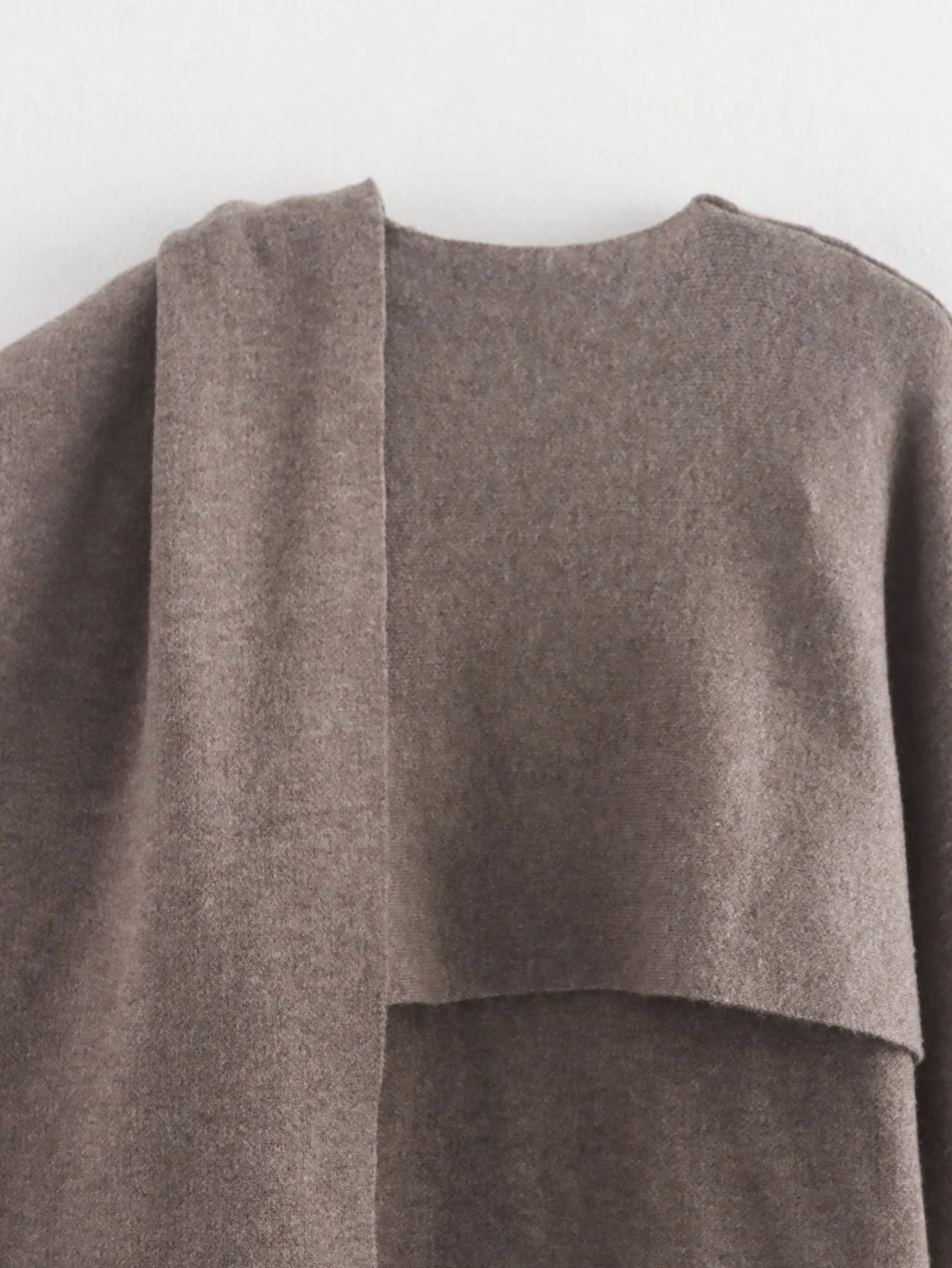 Ladies Autumn Winter Jacket Women Casual Commuter Coat Knitted Loose Oversize Coat Asymmetric Elegant Split Chic Scarf Jacket