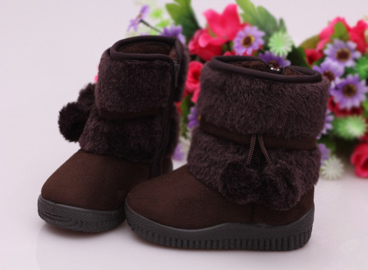 New Girls Snow Boots Winter Comfortable Thick Warm Kids Boots Lobbing Ball Thick Children Autumn Cute Boys Boots Princess Shoes