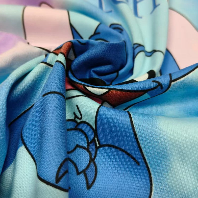 2pcs Stitch Printed Pajama Set for Kids, Long Sleeve Top & Pants, Round Neck, Stitch Home Wear Set for Boys and Girls