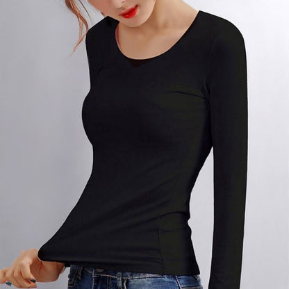 Women Thermal Underwear Winter Turtleneck Bottom Shirt Solid Semi High Collar Long Sleeve Basic T-Shirt Heating Fiber Pullovers