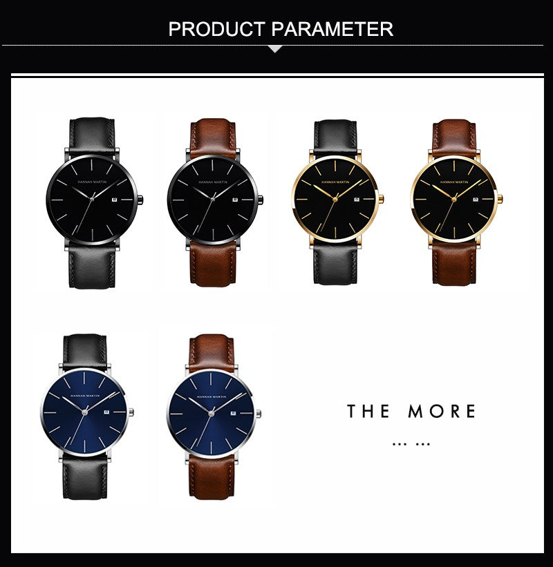 Classic Bauhaus Design Men Watch Dark Blue  Japan Quartz Waterproof Stainless Steel Fashion Business Calendar Ultra Thin Watches