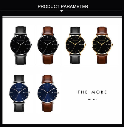 Classic Bauhaus Design Men Watch Dark Blue  Japan Quartz Waterproof Stainless Steel Fashion Business Calendar Ultra Thin Watches