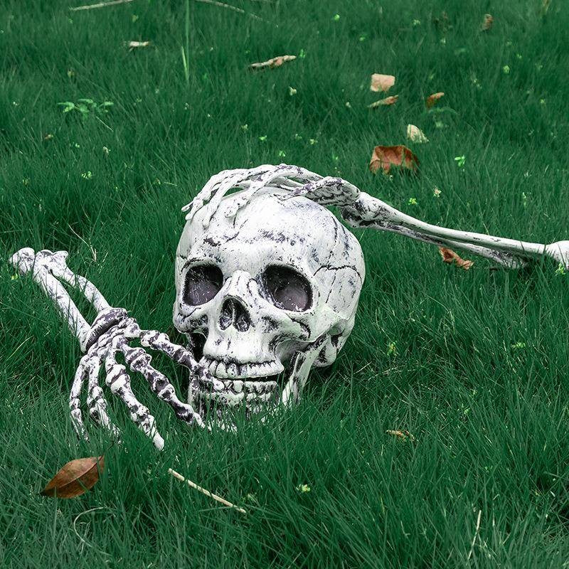 Decorações de Halloween para Casa Crânio Esqueleto Adereços de Terror para Exterior Caveira e Mãos Realistas para Jardim Brincadeiras Festas e Suprimentos