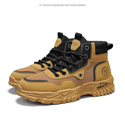 Botas de trabalho masculinas de inverno com cadarço, sapatos masculinos quentes de segurança, plataforma, tamanho 44, promoção, designer, antiderrapante, moda