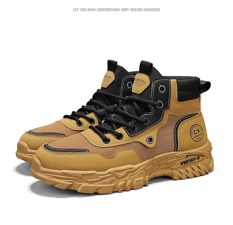 Botas de trabalho masculinas de inverno com cadarço, sapatos masculinos quentes de segurança, plataforma, tamanho 44, promoção, designer, antiderrapante, moda
