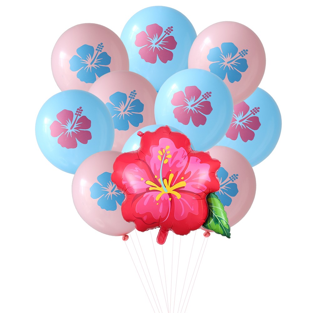 Hibiscus Foil Balloon Set Hot Pink Yellow Purple Hibiscus Balloon Summer Tropical Birthday Hawaii Baby Shower Party Decoration