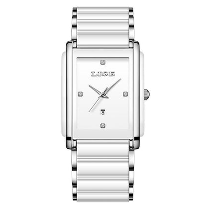 LIGE Fashion Elegant Watch for Women Japanese Movement Ceramics Strap Luxury Ladies Bracelet Quartz Watches Gifts Reloj Mujer