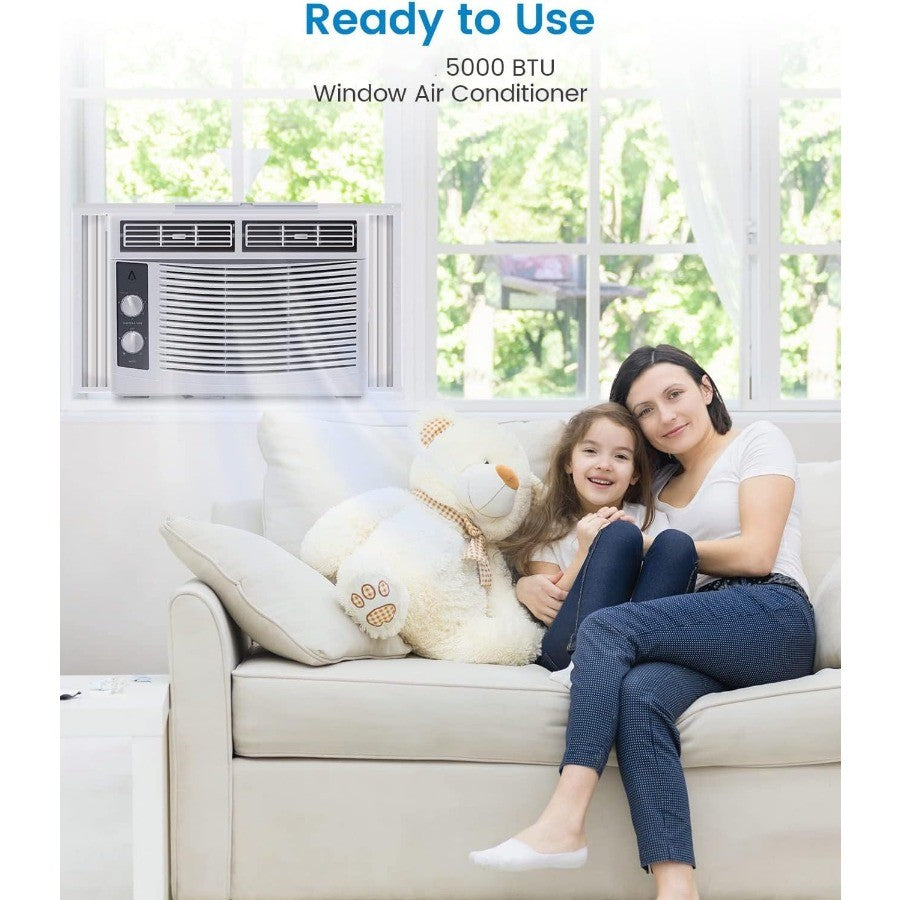 Ar-Condicionado de Janela 5000 BTU Projetado para Resfriamento Eficiente de até 14 m² com Ventilador Manual Ajustável e Múltiplas Funções
