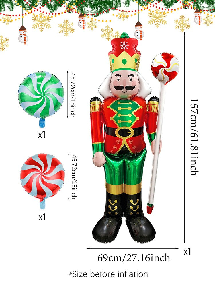 3pcs Large Standing Candy Walnut Guard Balloons, Christmas Theme Event and Scene Decorations, Birthday, New Year's Eve