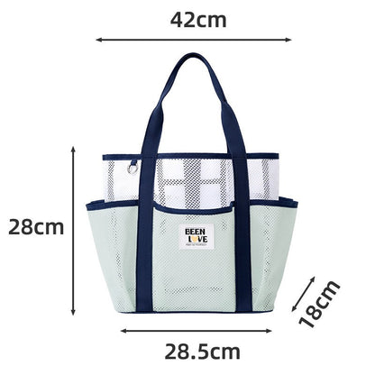 Transparent Mesh Handheld Beach Bag with Large Capacity for Swimming Big Eye Net Beach Bag Portable Handbag for Beach Accessorie