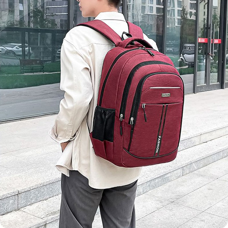 Neutral style backpack for men and women, with multi-layer zippers, suitable for students' school bags and travel bags.