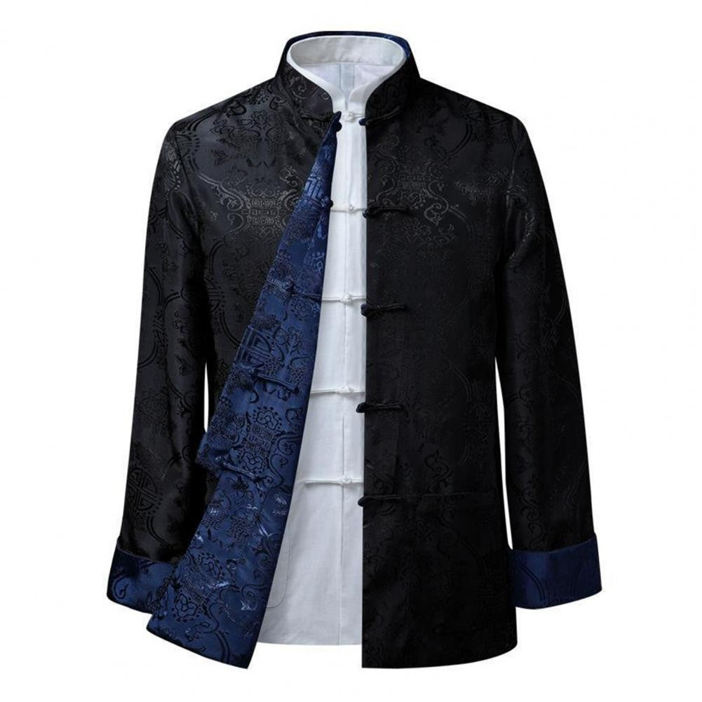 Chinese Style Traditional Clothing Tang Suit Coat Retro Long Sleeved Stand Collar Reversible Keep Warm Vintage Chinese Shirt