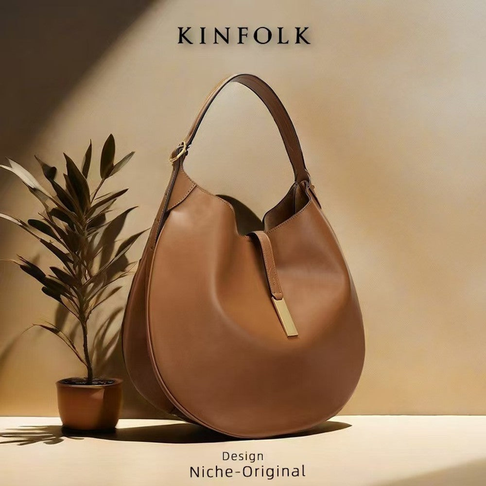 New Fashionable Women's Underarm Bag, Leather Riding Style Brown/Black Crossbody Bag Crescent Bag Travel Bag
