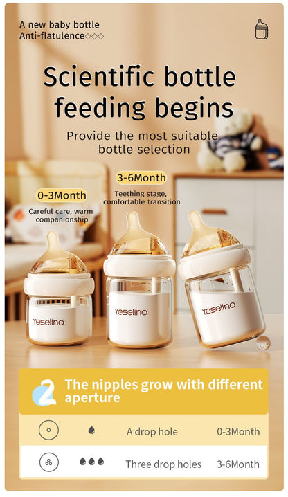 Newborn Baby Items Feeding Bottle 0-6 Months Anti Bloating Anti Spitting Choking Bebe Glass Baby Bottles 160ml Silicone Nipple
