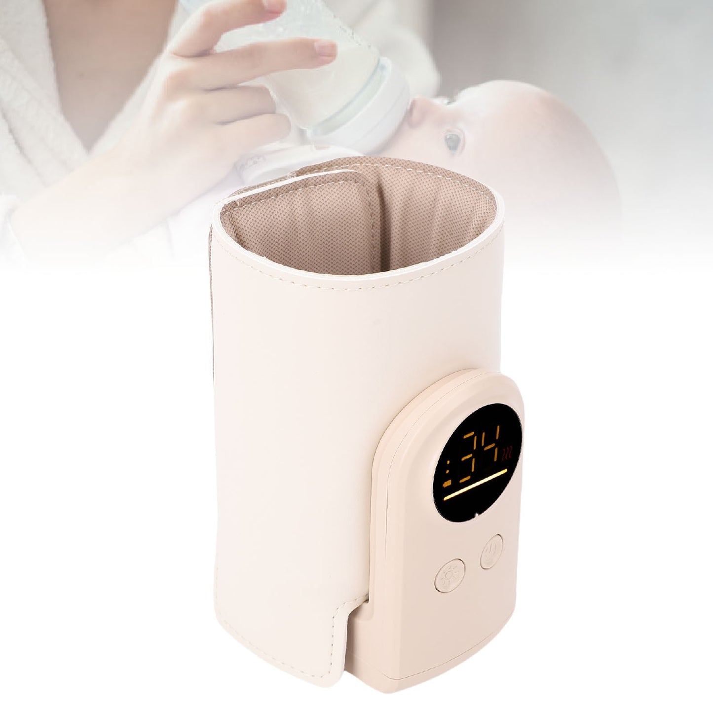 Milk Bottle Warmer Insulated Consistent Temperature USB Rechargeable Fabric ABS Baby Bottle Warmer Quiet Heating for Outdoor