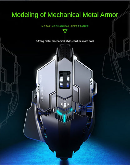 Hot Selling Mechanical Wired Gaming Mouse 9 Keys Macro Definition 12800DPI RGB Backlit Gaming Computer Mouse for Laptop Desktop