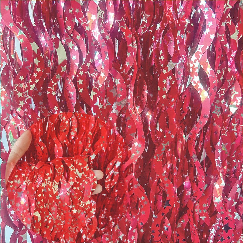 Metallic Tinsel Foil Fringe Curtains with star Party Photo Backdrop Party Streamers for Birthday New Year Eve Wedding Decor