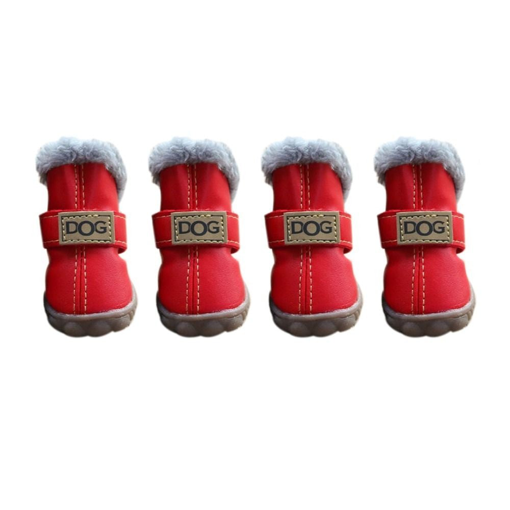 Botas de Chuva Quentes para Cães, Botas de Neve Impermeáveis para Pets, Sapatos Macios de Inverno para Cães, Pelúcia/PU Antiderrapante para Chihuahua, 4 Peças/Conjunto